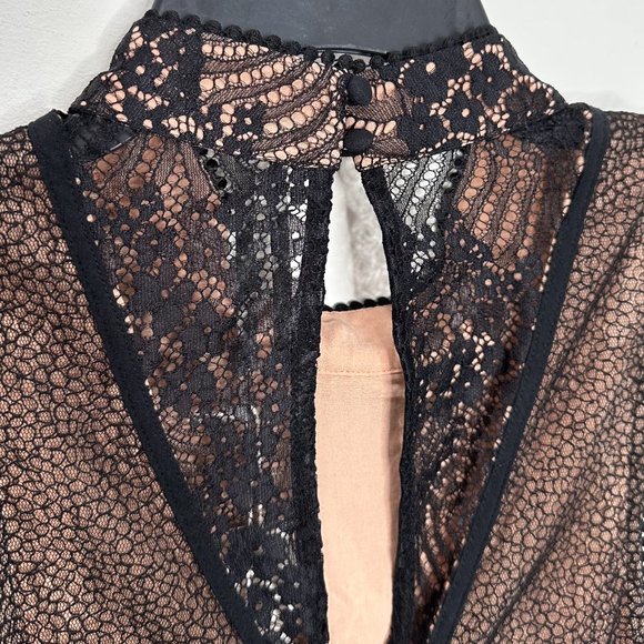 Anthropologie Structured Lace Double Slit Midi Dress in Black Women’s Size 14 - Picture 12 of 16